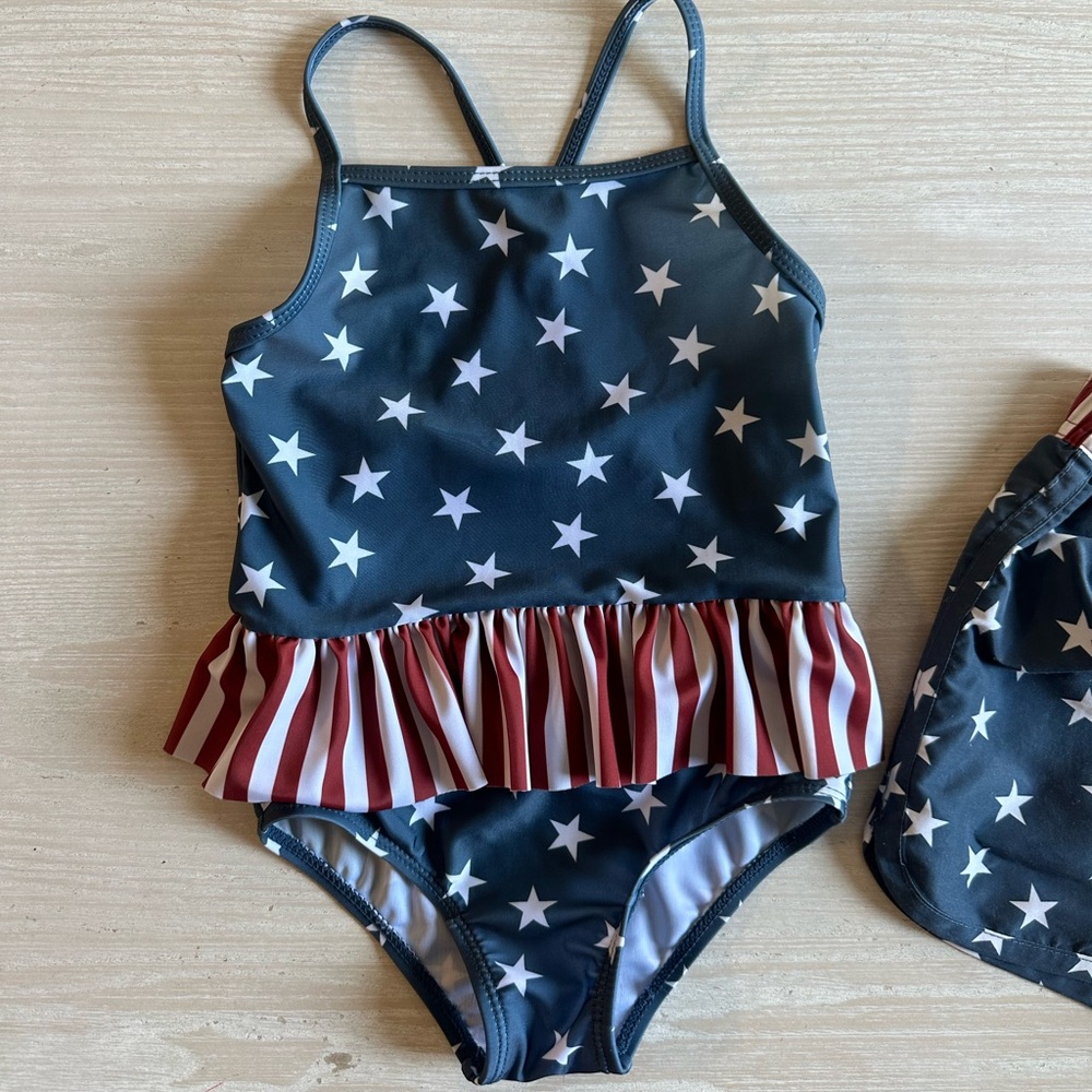 Mebie baby 3T patriotic swim suit